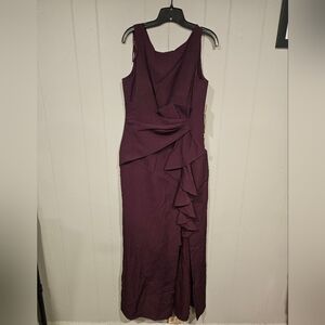 Eliza J Women's Size 12 Wine Purple Sleeveless Cascading-Ruffle Gown Dress NWT